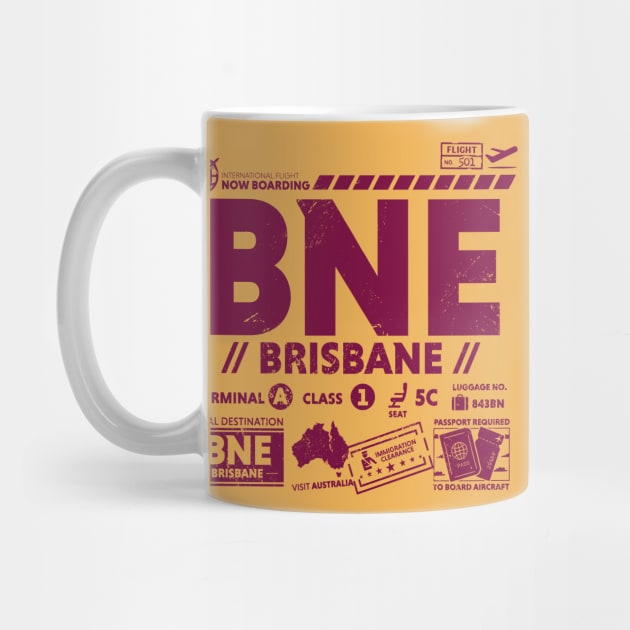 Vintage Brisbane BNE Airport Code Travel Day Retro Travel Tag Australia B by Now Boarding